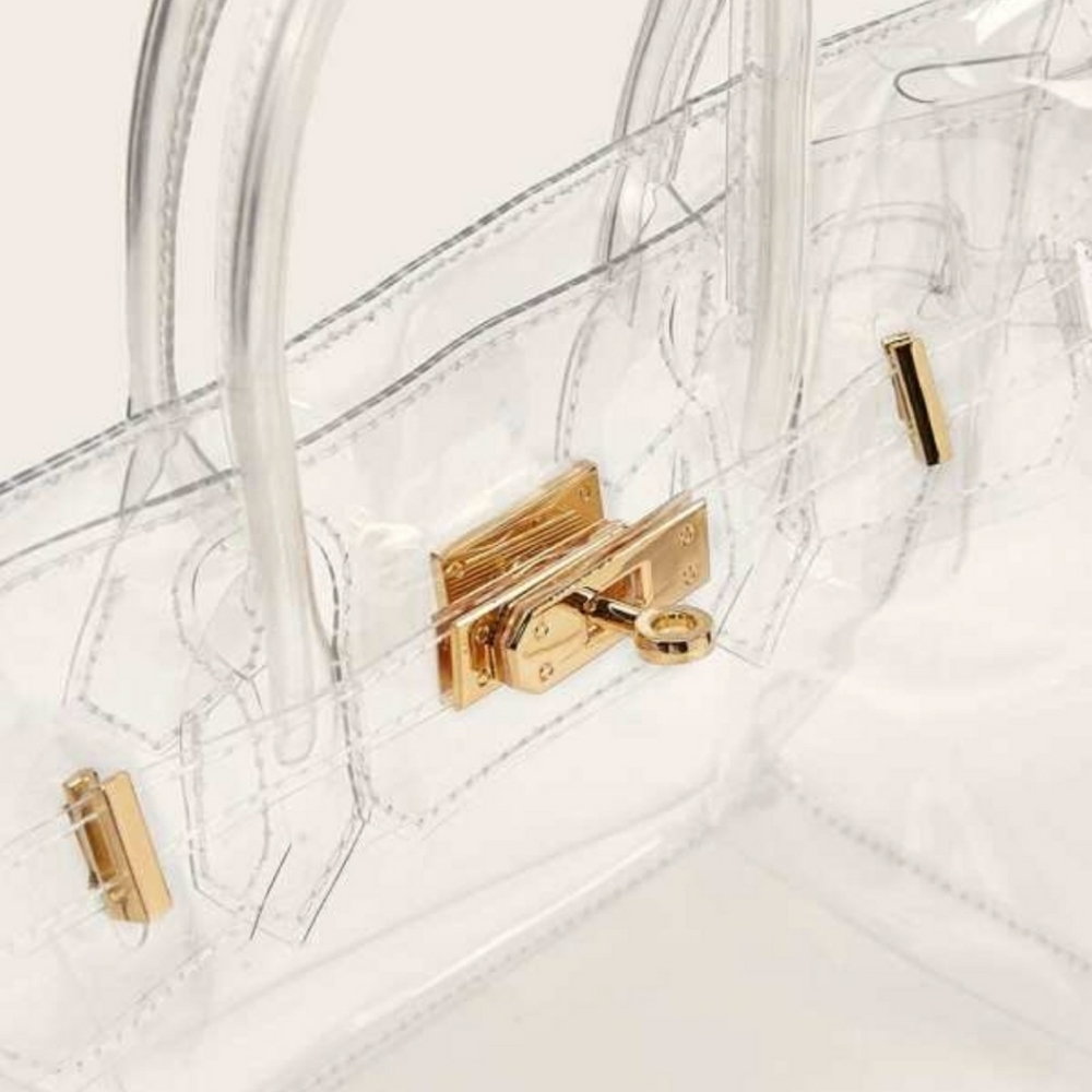 CLEAR TOP HANDLE SATCHEL HANDBAGZ - Picture 3 of 5